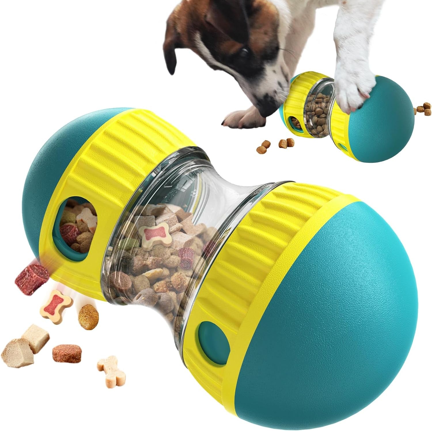 Pet Treat Dispenser - Interactive Puzzle Toy for Small to Medium Breeds and All Cats - Enrichment Toy with Adjustable Slow Food Dispensing (Y-Bee)