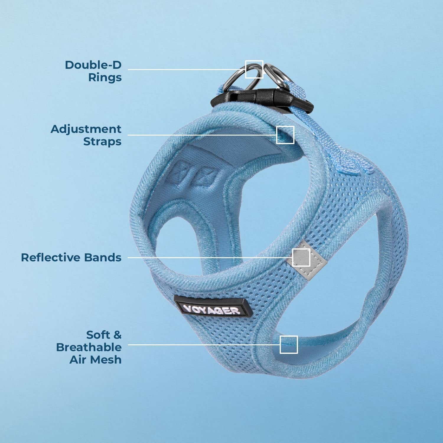 Voyager Step-In Air Dog Harness - All Weather Mesh, Step in Vest Harness for Small and Medium Dogs by  - Baby Blue (Matching Trim), S (Chest: 14.5 - 17") (207T-BBW-S)