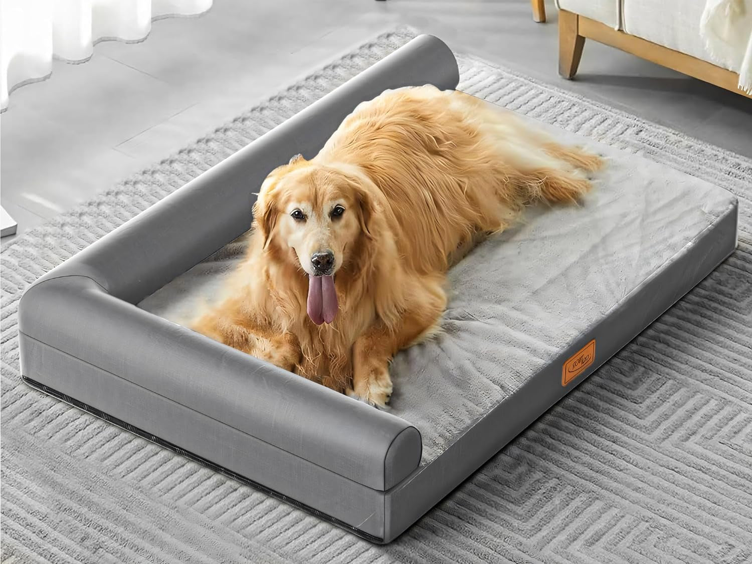 Stormhero Orthopedic Dog Bed, Large Dog Sofa Beds for Medium, Large Dogs, Memory Foam Anxiety Pet Bed X Large with Warm Mattress Cushion, Washable Dog Bedding Firm Support Pet Crate Bed