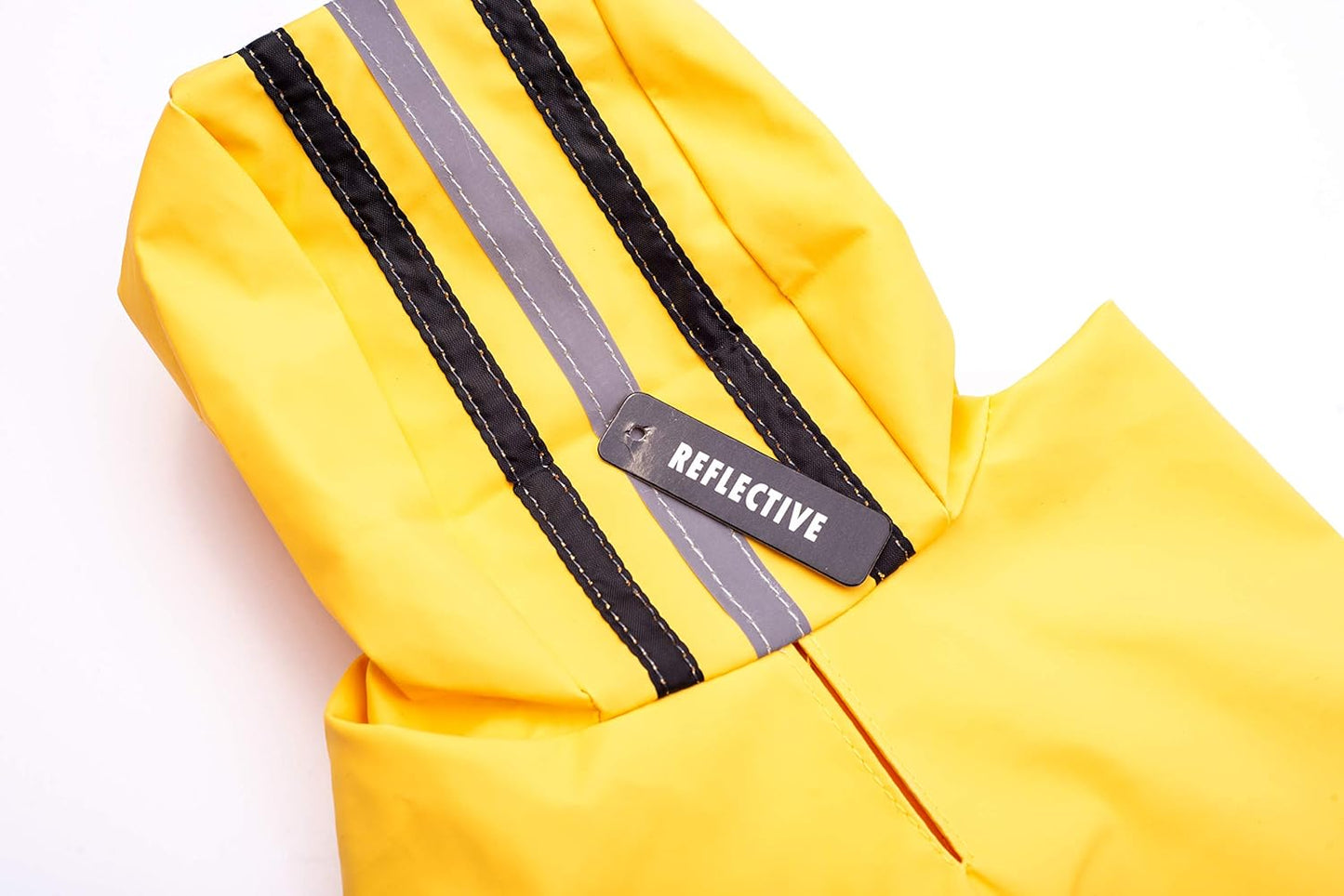 Dog Raincoat for Small Dogs | Dog Rain Jacket with Hood | Dog Rain Poncho | 100% Polyester | Water Proof | Yellow W/Grey Reflective Stripe | Perfect Rain Gear for Your Pet! by Ethical Pet