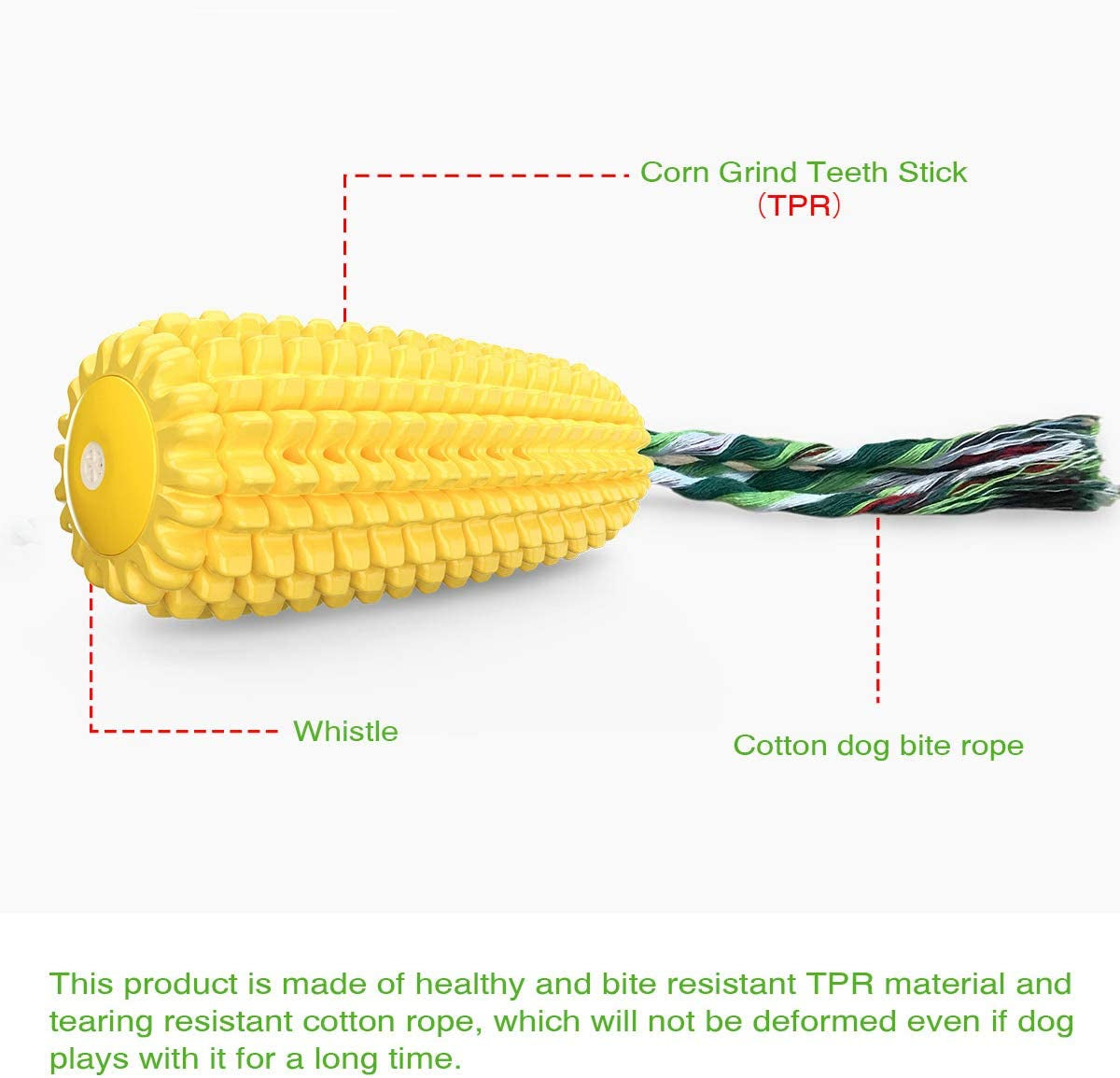 Dog Chew Toys for Aggressive Chewers, Indestructible Tough Durable Squeaky Interactive Dog Toys, Puppy Teeth Chew Corn Stick Toy for Small Meduium Large Breed