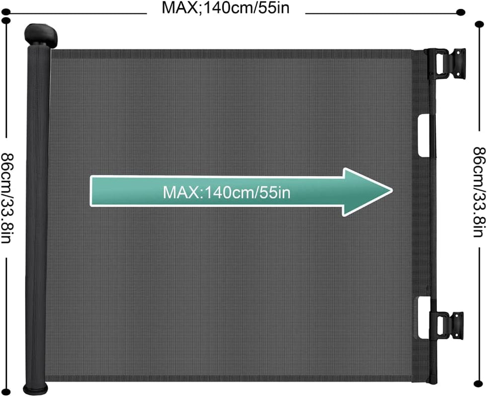Retractable Baby Safety Gate -  Durable Portable Mesh Baby Gate/Dog Gate, Extra Wide Safety Gates 33" Tall, Extends up to 55" for Doorways, Stairs, Hallways, Banisters Indoor and Outdoor
