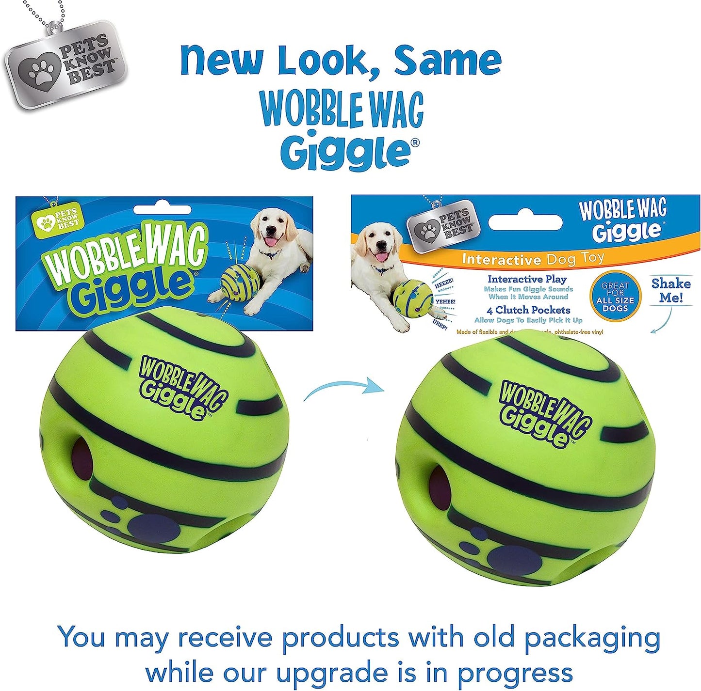 WG021236 Ball, Interactive Dog Toy, Fun Giggle Sounds, as Seen on TV Green Medium