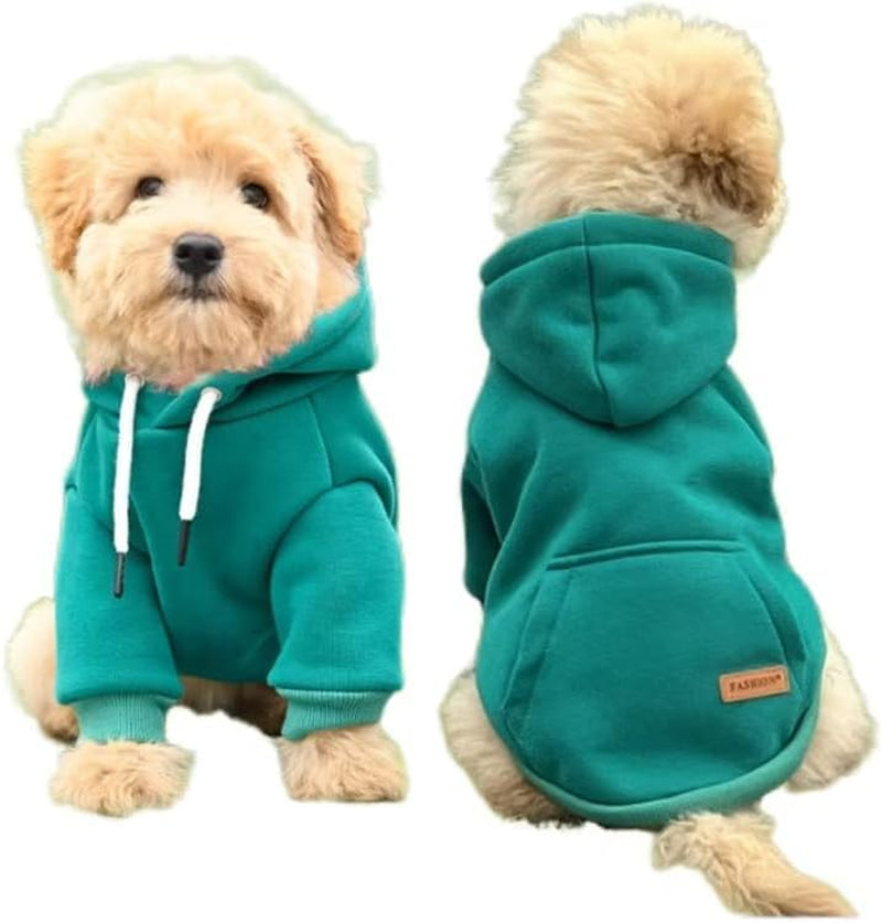 Dog Hoodie Dog Hoodies Clothes Apparel Fleece Dog Sweater Winter Sweatshirt Warm Cotton Loop Basic Dog Hoodie for Small Dog Puppy Cat (Green, M)