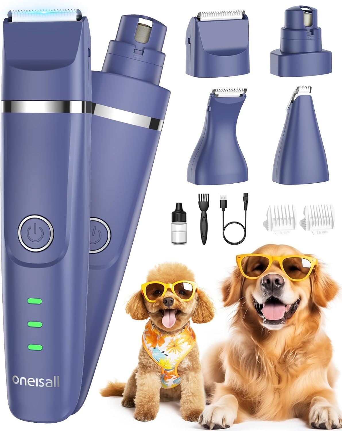 Small Dog Clippers, Quiet Cordless Dog Paw Trimmer & Nail Grinder, Dog Grooming Kit for Small Dogs with Guards, 2 Speed Dog Trimmers for Small Dogs(Blue)