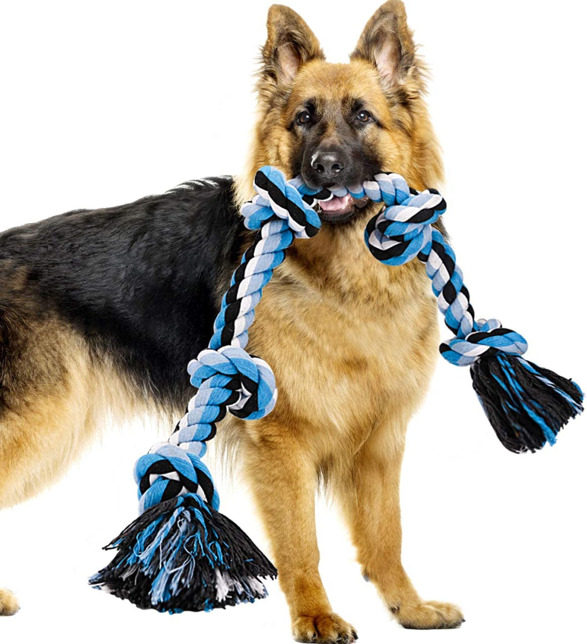 Dog Rope Toys for Aggressive Chewers, Heavy Duty Dog Toys for Medium Large Dogs, Tough Twisted Rope Toy with 5 Knots