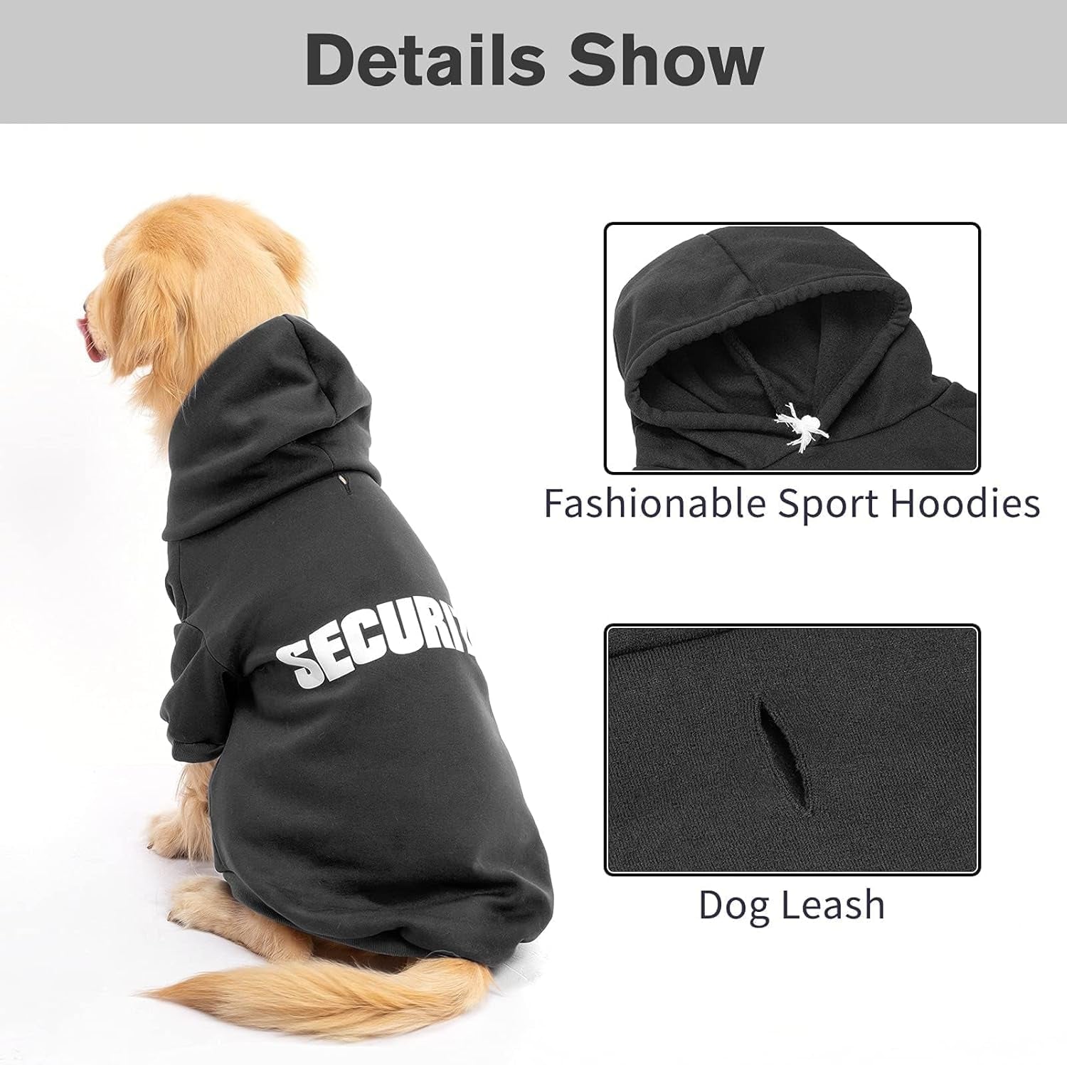 Security Dog Hoodies Puppy Sweater Cold Weather Dog Coats Soft Brushed Fleece Pet Clothes Hooded Sweatshirt for Dog Cat