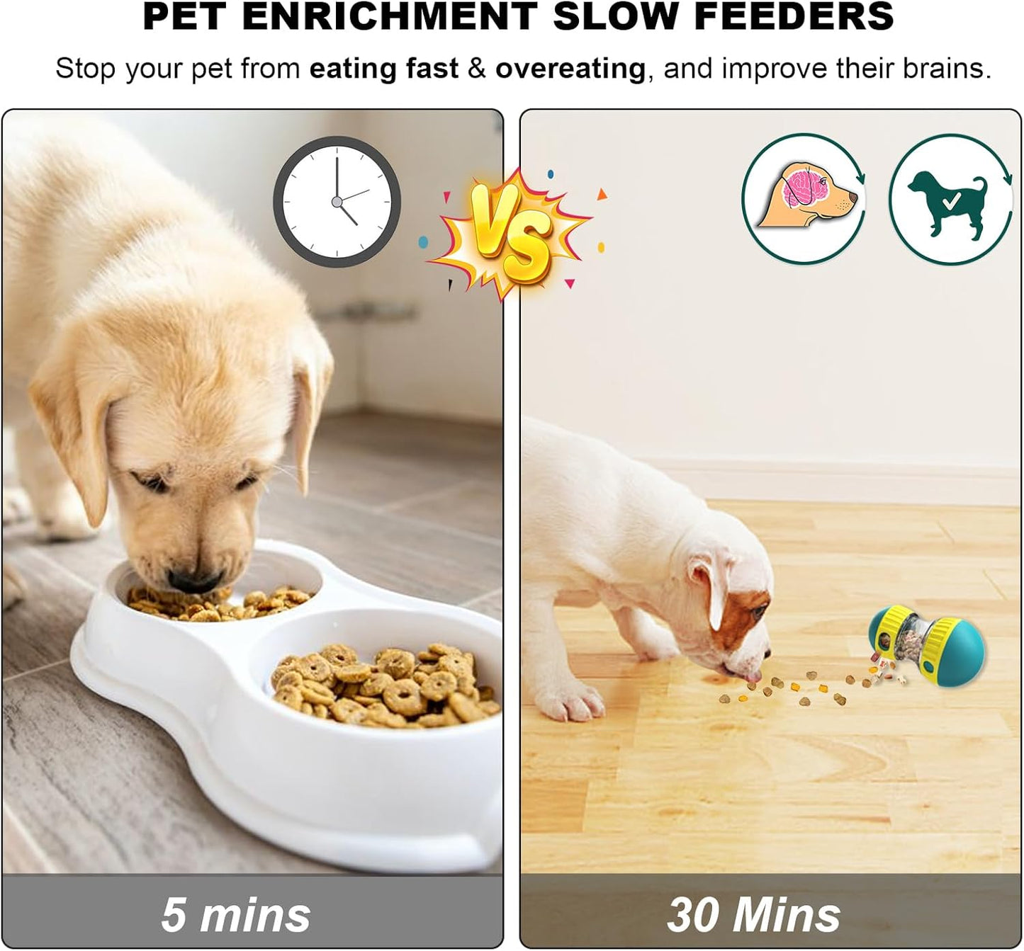 Pet Treat Dispenser - Interactive Puzzle Toy for Small to Medium Breeds and All Cats - Enrichment Toy with Adjustable Slow Food Dispensing (Y-Bee)