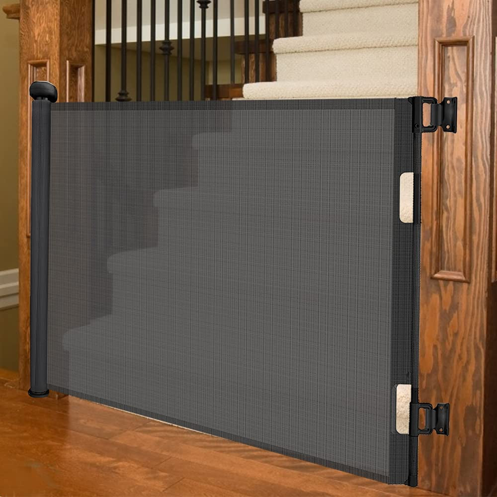 Retractable Baby Safety Gate -  Durable Portable Mesh Baby Gate/Dog Gate, Extra Wide Safety Gates 33" Tall, Extends up to 55" for Doorways, Stairs, Hallways, Banisters Indoor and Outdoor