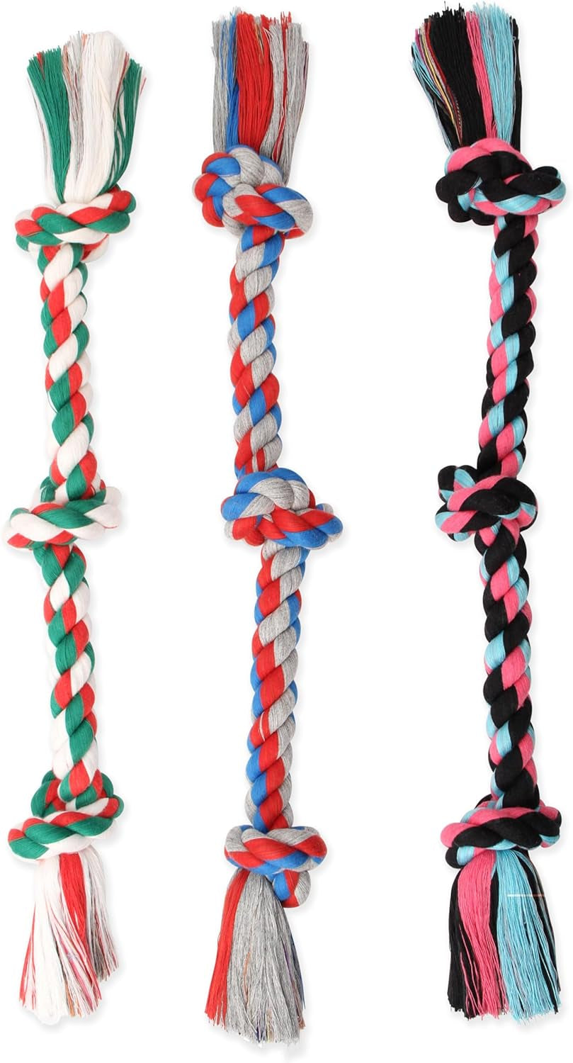 Flossy Chews 20012F Three Knot Tug Bone, Medium