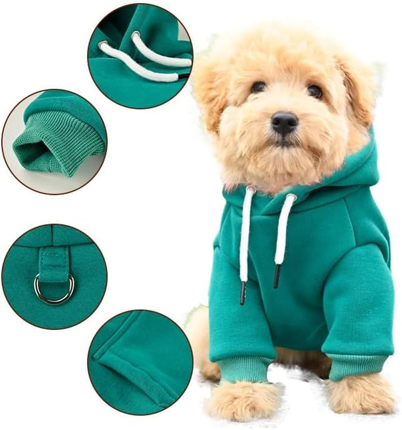 Dog Hoodie Dog Hoodies Clothes Apparel Fleece Dog Sweater Winter Sweatshirt Warm Cotton Loop Basic Dog Hoodie for Small Dog Puppy Cat (Green, M)