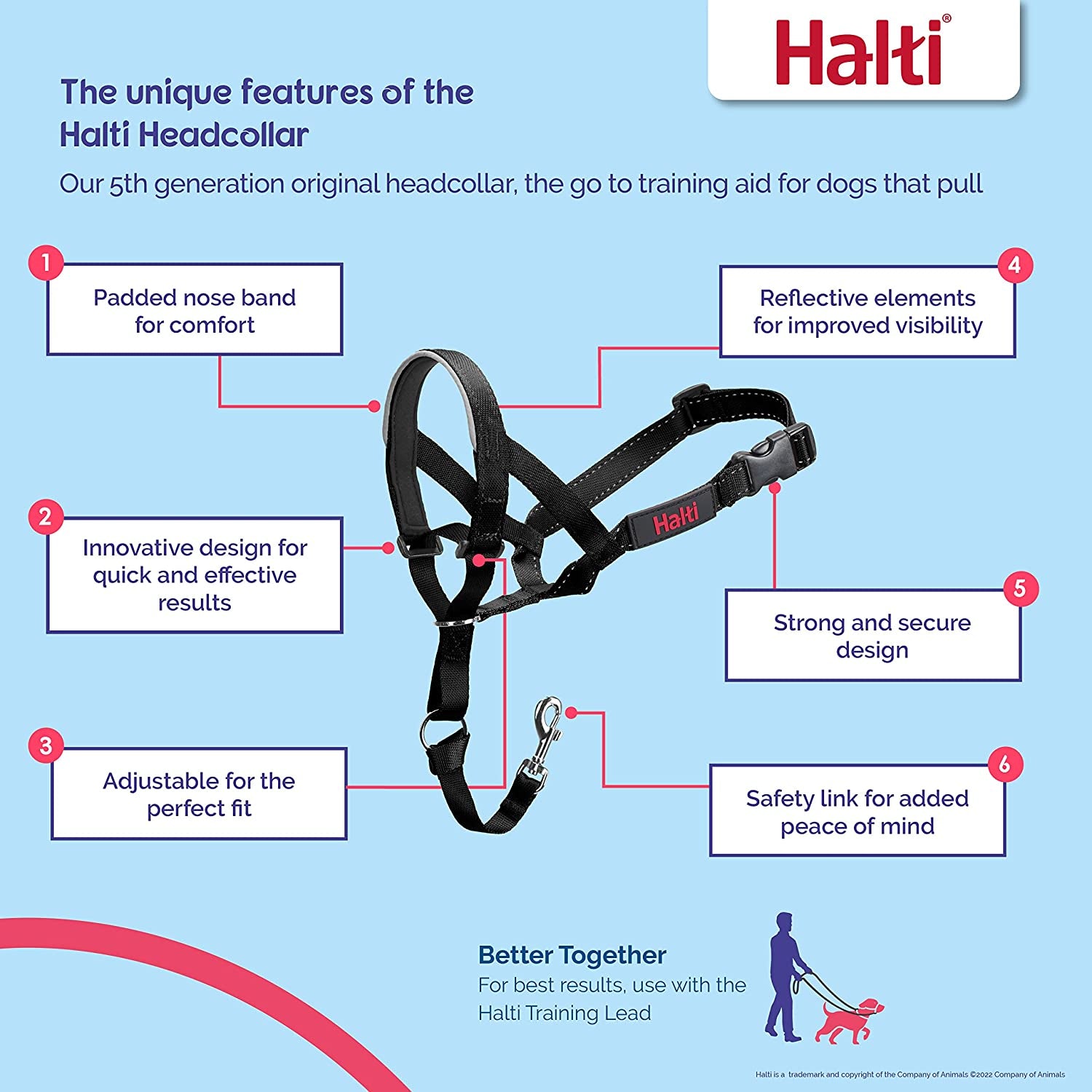 Company of Animals Halti Head Collar for Dogs, Size 3, Black