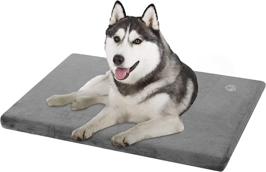 Stylish Dog Bed Mat Dog Crate Pad Mattress Reversible (Cool and Warm), Water Proof Linings, Removable Machine Washable Cover, Firm Support Pet Crate Bed for Small to Xx-Large Dogs, Grey