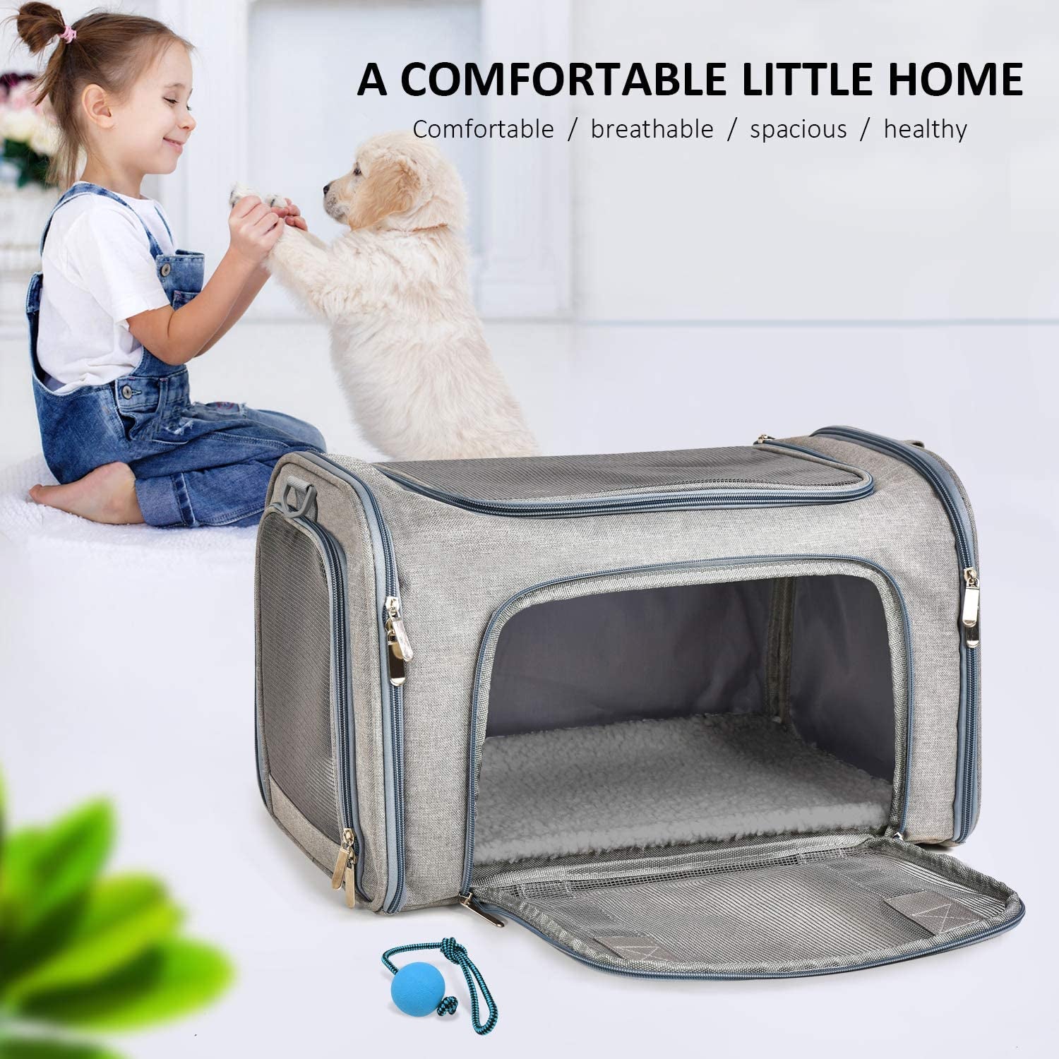 Cat Carriers Dog Carrier Pet Carrier for Small/Medium Cats Dogs Puppies (Up to 15Lbs), TSA Airline Approved Small Dog Carrier Soft Sided, Collapsible Waterproof Travel Puppy Carrier - Grey