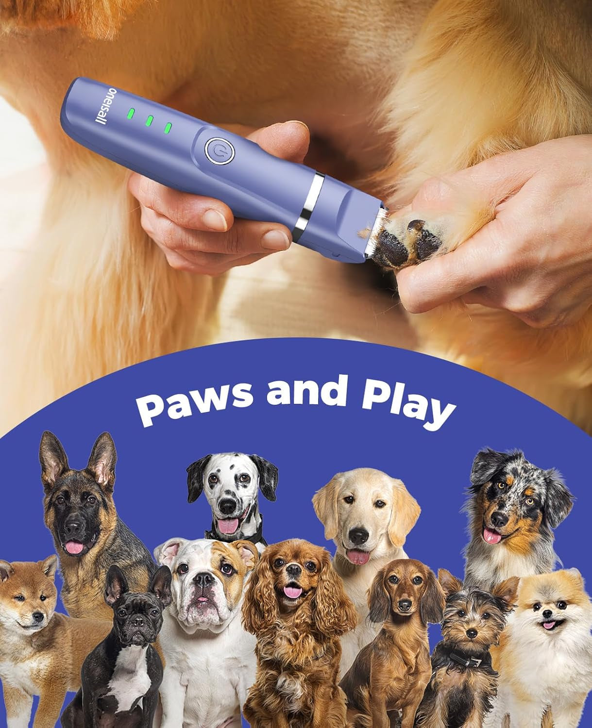 Small Dog Clippers, Quiet Cordless Dog Paw Trimmer & Nail Grinder, Dog Grooming Kit for Small Dogs with Guards, 2 Speed Dog Trimmers for Small Dogs(Blue)