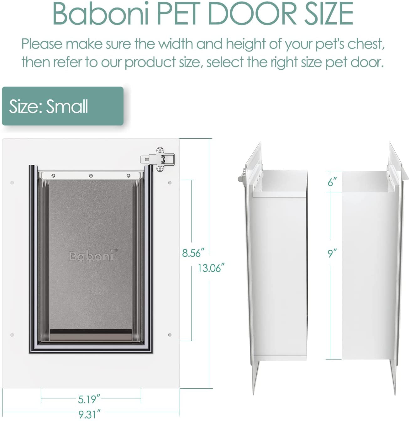 Pet Door for Wall, Steel Frame and Telescoping Tunnel, Aluminum Lock, Double Flap Dog Door and Cat Door, Strong and Durable (Pets up to 12 Lb) -Small