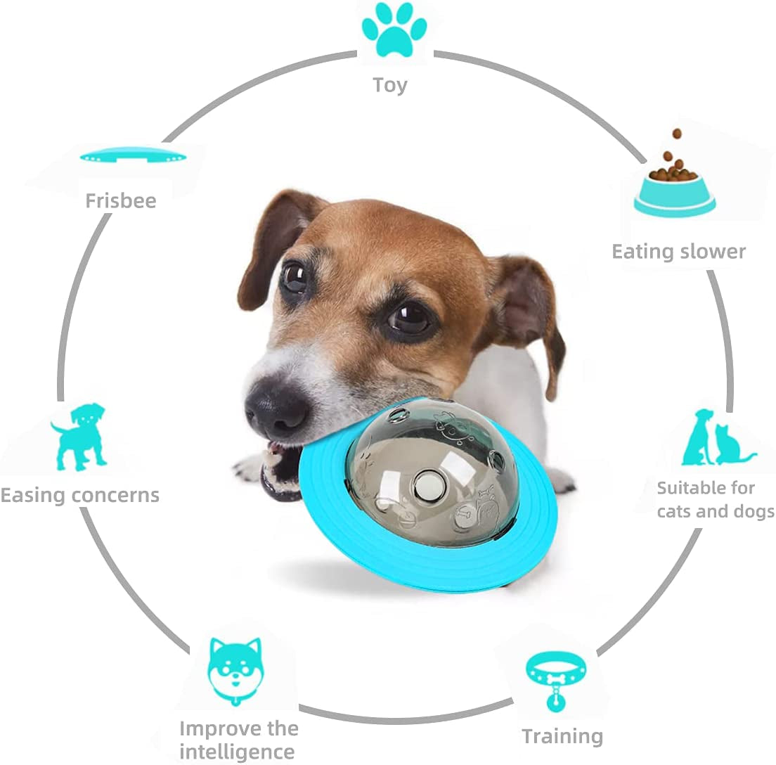 Planet Dog Toy,Frisbee Toys Interactive Food Treat Dispensing Dog Treat Toys for Small Medium Large Dogs,Dog Puzzle Toys Develop Dog Intelligence,Safe and Environmentally Friendly,Anti-Bite Dog Treat Ball. (Lake Blue)