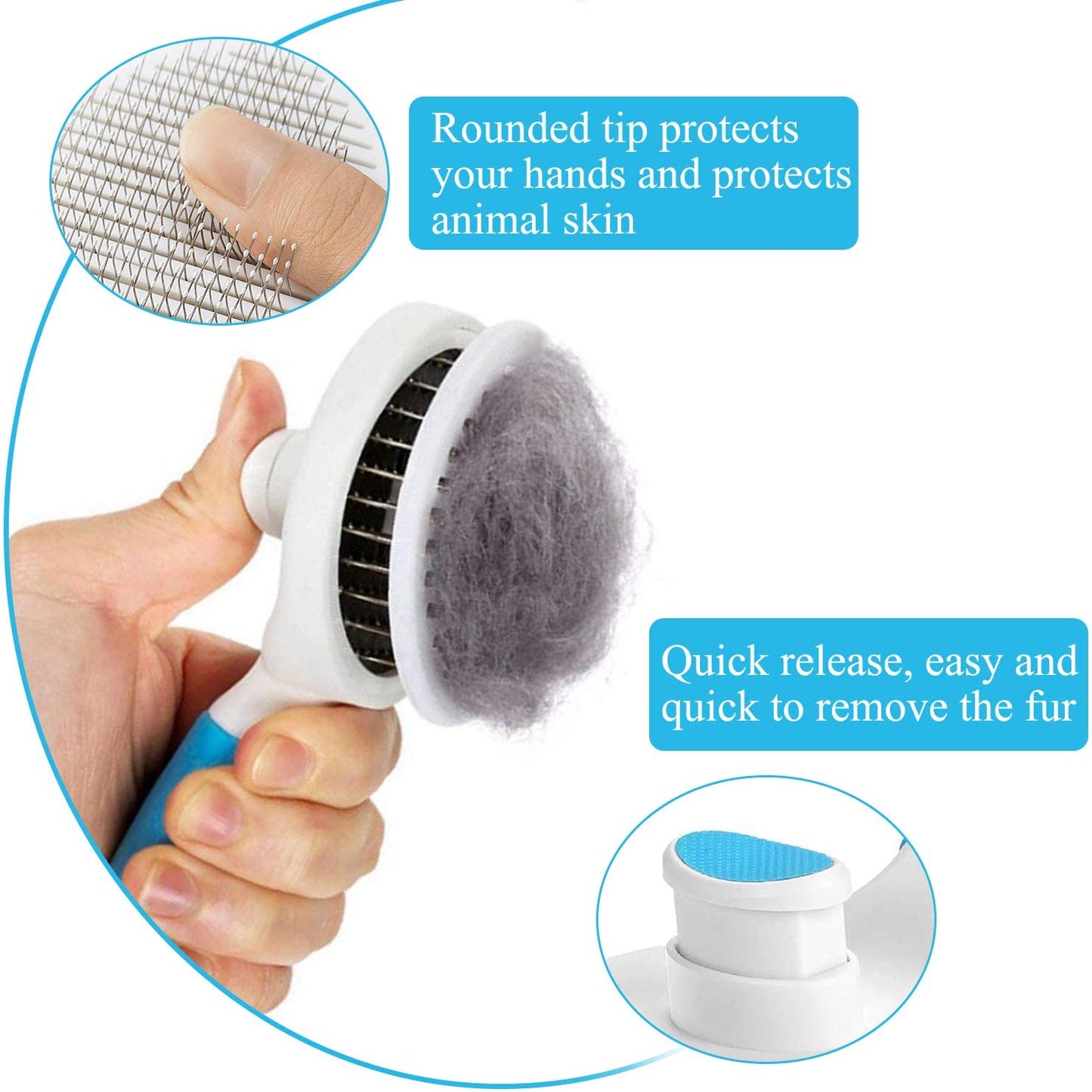 Cat Brush, Self Cleaning Slicker Brushes for Shedding and Grooming Removes Loose Undercoat, Mats and Tangled Hair Grooming Comb for Cats Dogs Brush Massage-Self Cleaning