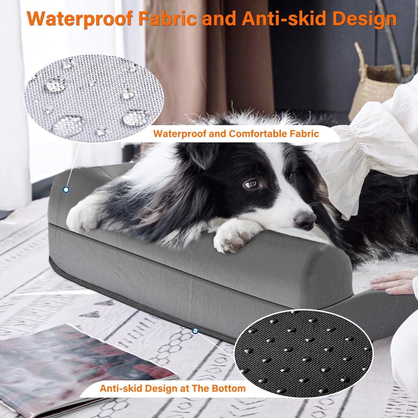 Stormhero Orthopedic Dog Bed, Large Dog Sofa Beds for Medium, Large Dogs, Memory Foam Anxiety Pet Bed X Large with Warm Mattress Cushion, Washable Dog Bedding Firm Support Pet Crate Bed