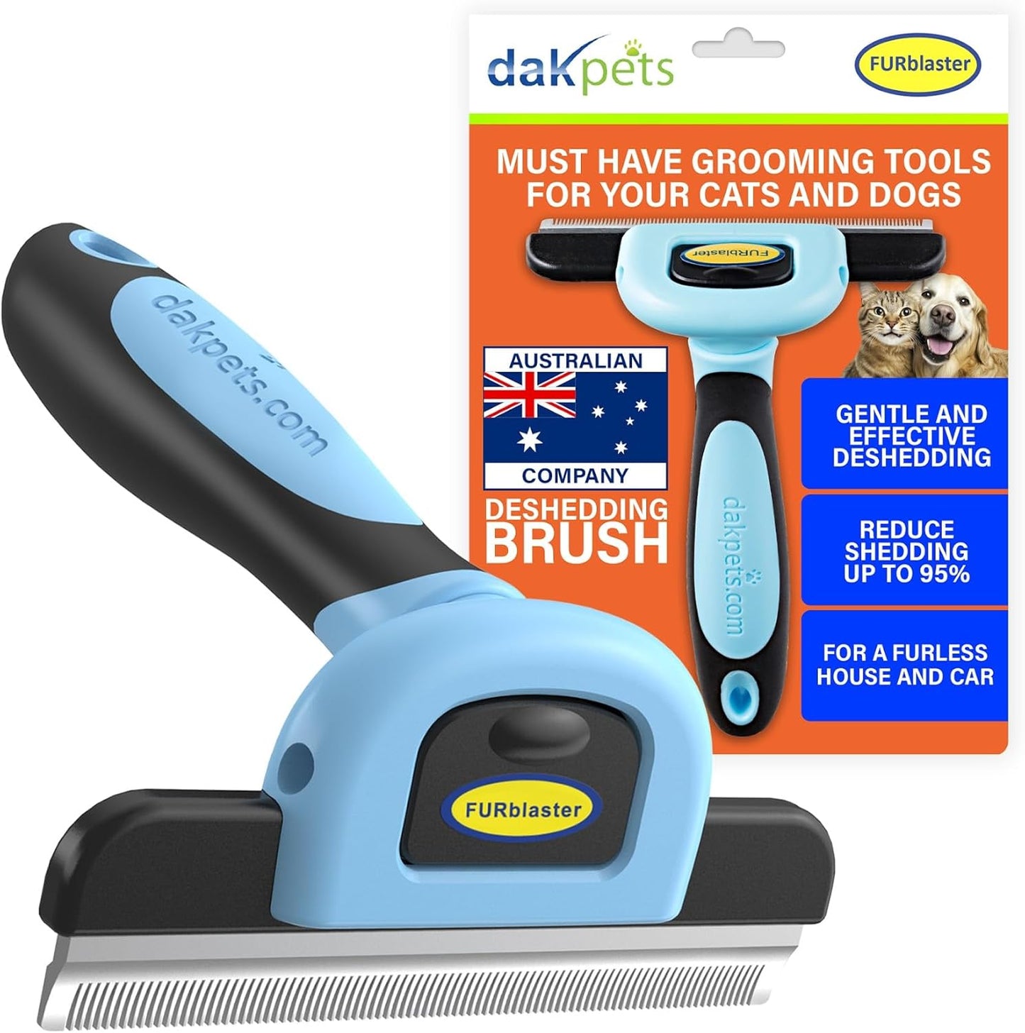 Deshedding Dog Brush | Cat & Dog Brush for Shedding | Effective Dog Grooming Tool & Pet Hair Remover | Cat Deshedding Brush | for Short & Long Haired Pet Grooming All Year Round