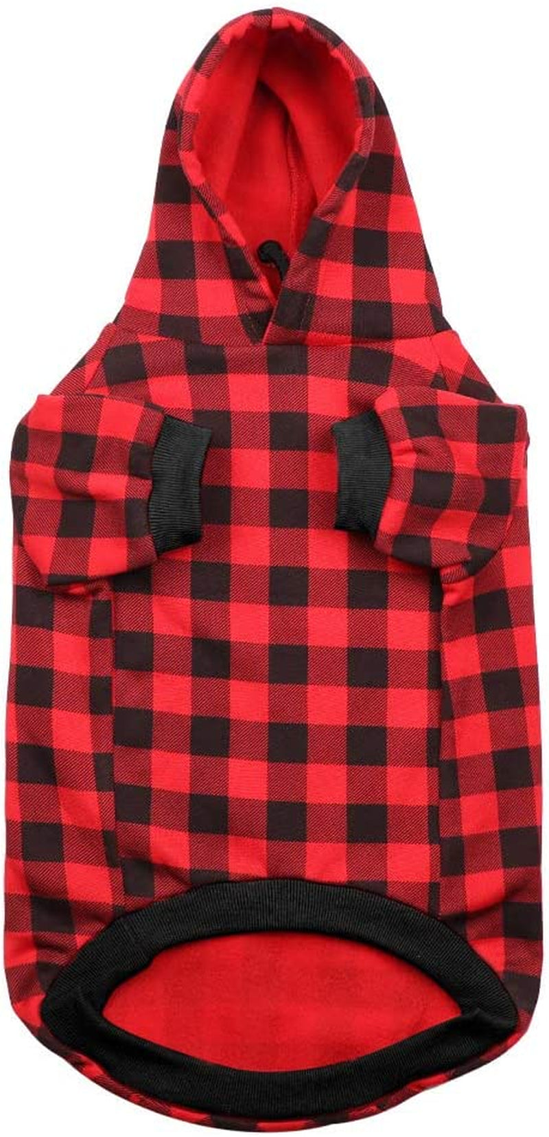 Red Plaid Dog Hoodie Sweater for Dogs Pet Clothes with Hat and Pocket（S）