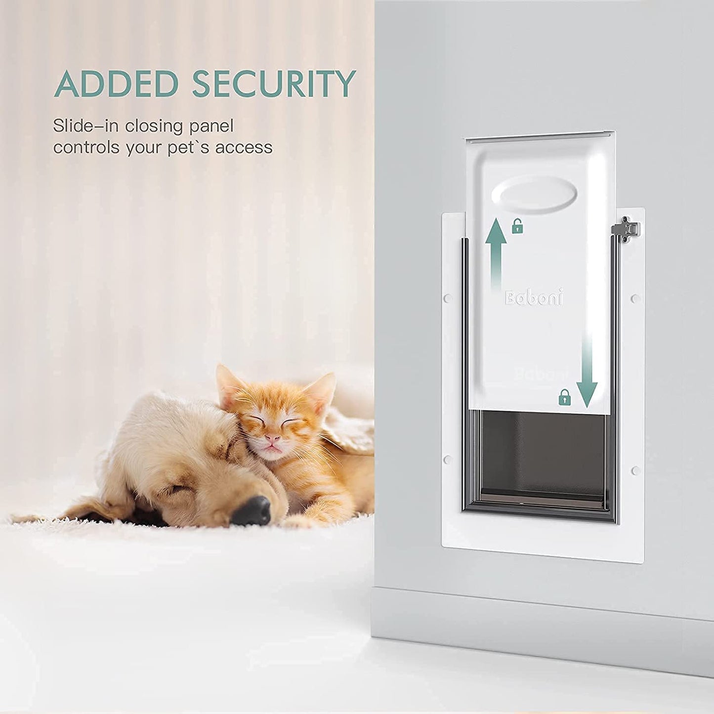 Pet Door for Wall, Steel Frame and Telescoping Tunnel, Aluminum Lock, Double Flap Dog Door and Cat Door, Strong and Durable (Pets up to 12 Lb) -Small