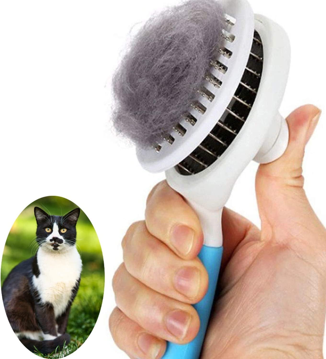 Cat Brush, Self Cleaning Slicker Brushes for Shedding and Grooming Removes Loose Undercoat, Mats and Tangled Hair Grooming Comb for Cats Dogs Brush Massage-Self Cleaning