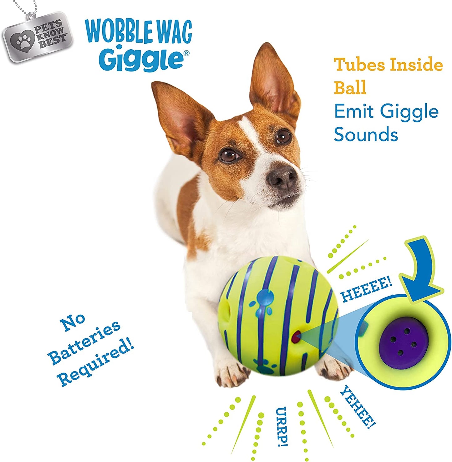 WG021236 Ball, Interactive Dog Toy, Fun Giggle Sounds, as Seen on TV Green Medium