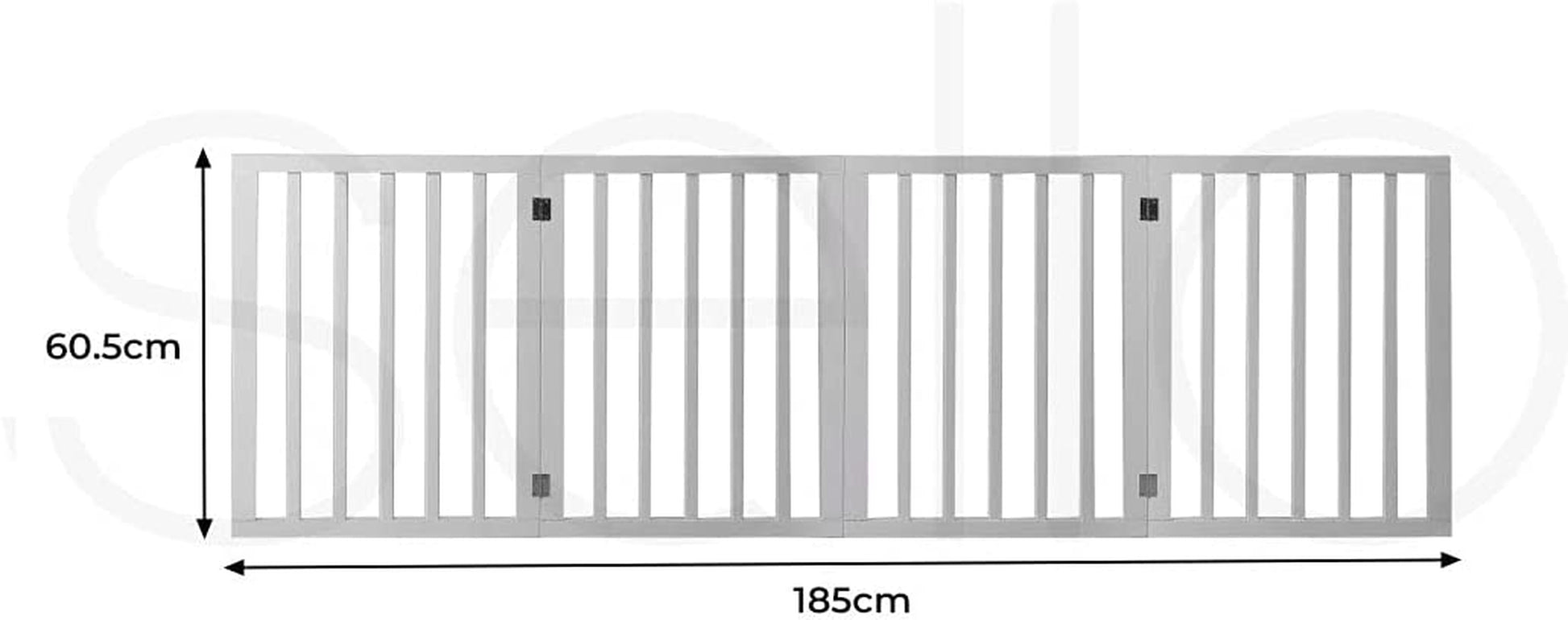 Portable Door Retractable Barrier 4-Panel Wooden Pet Fence White, Dog Gate Freestanding for Indoor Outdoor, Foldable Dog Gates for Doorways, No Drill Pet Barrier 185Cm X 60.5Cm