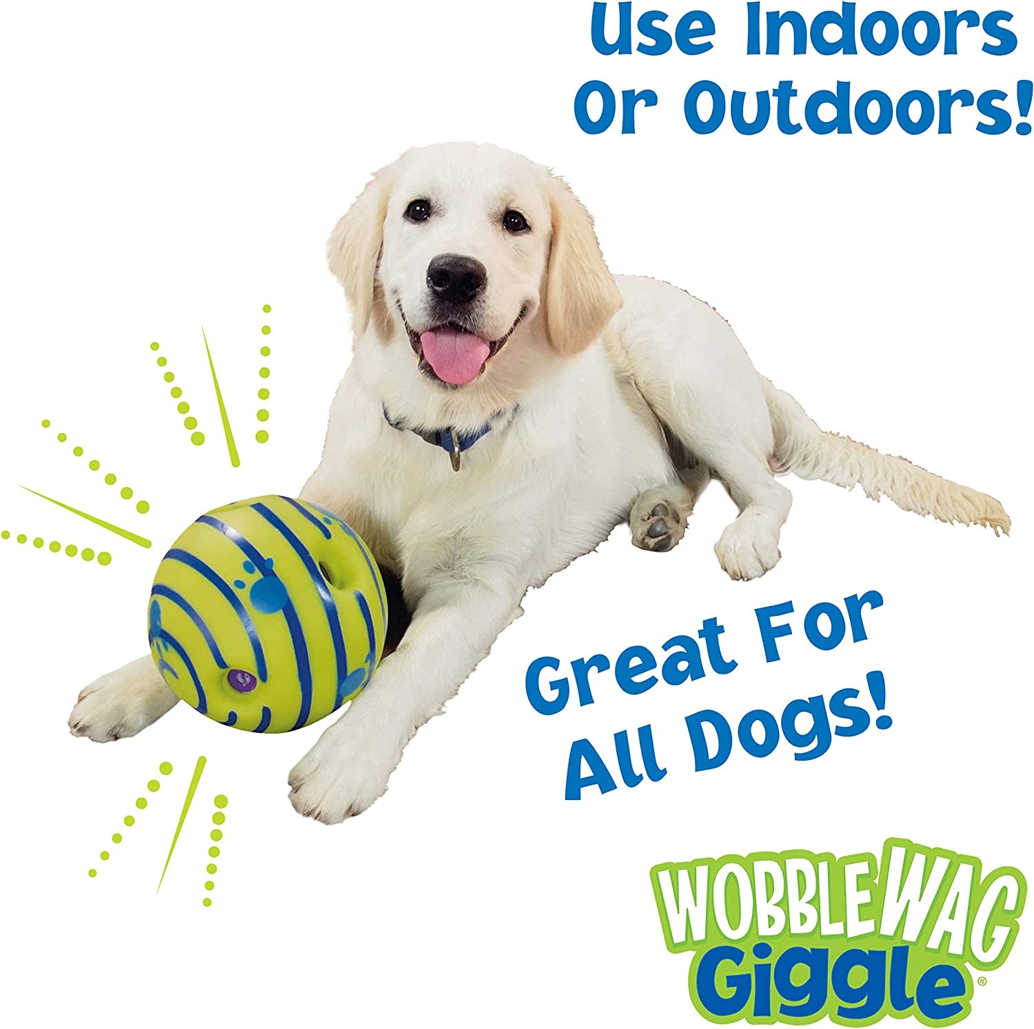 WG021236 Ball, Interactive Dog Toy, Fun Giggle Sounds, as Seen on TV Green Medium