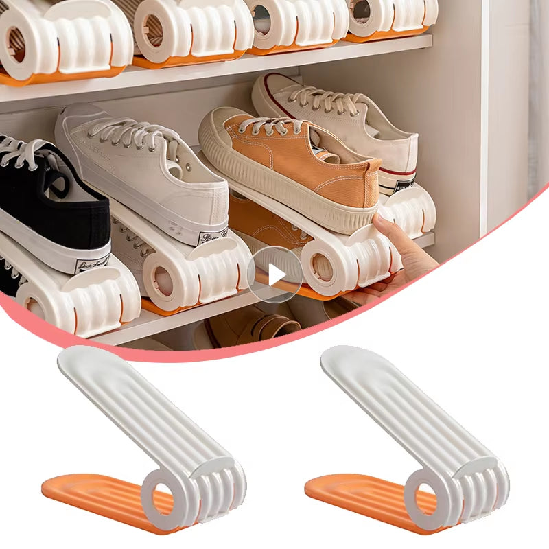 Adjustable Shoe Slots Organizer Modern Double Rack Storage Space Saver Shoes Footwear Storage Stand Shoes Warderobe Bedroom