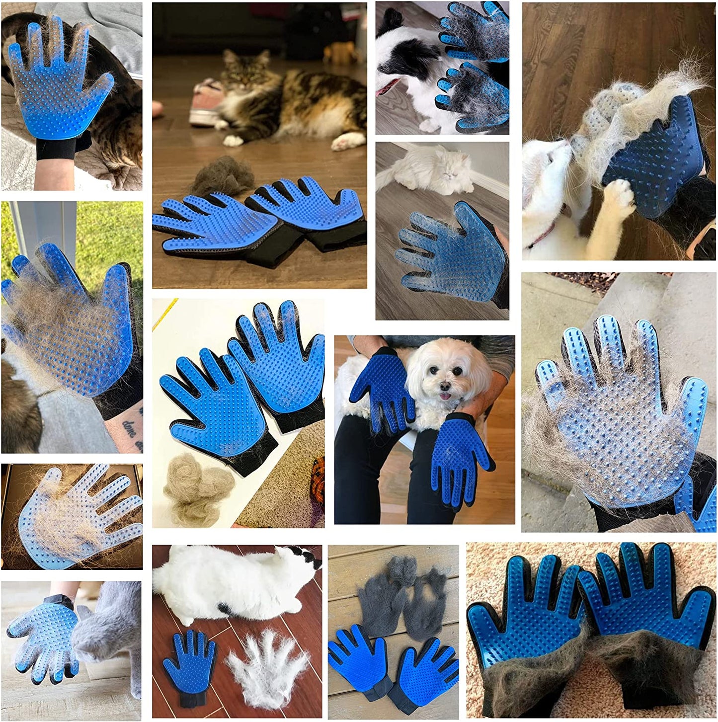 [Premium]K&K Pet Grooming Glove Gift Set. Easy, Mess Free Deshedding for Cat/Dog/Horse. One Pair Gentle BPA Free Mitt+Free Bath Brush for All Pet Hair Removal Needs-For a Clean Home & Happy Fur Babies