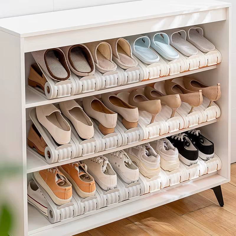 Adjustable Shoe Slots Organizer Modern Double Rack Storage Space Saver Shoes Footwear Storage Stand Shoes Warderobe Bedroom