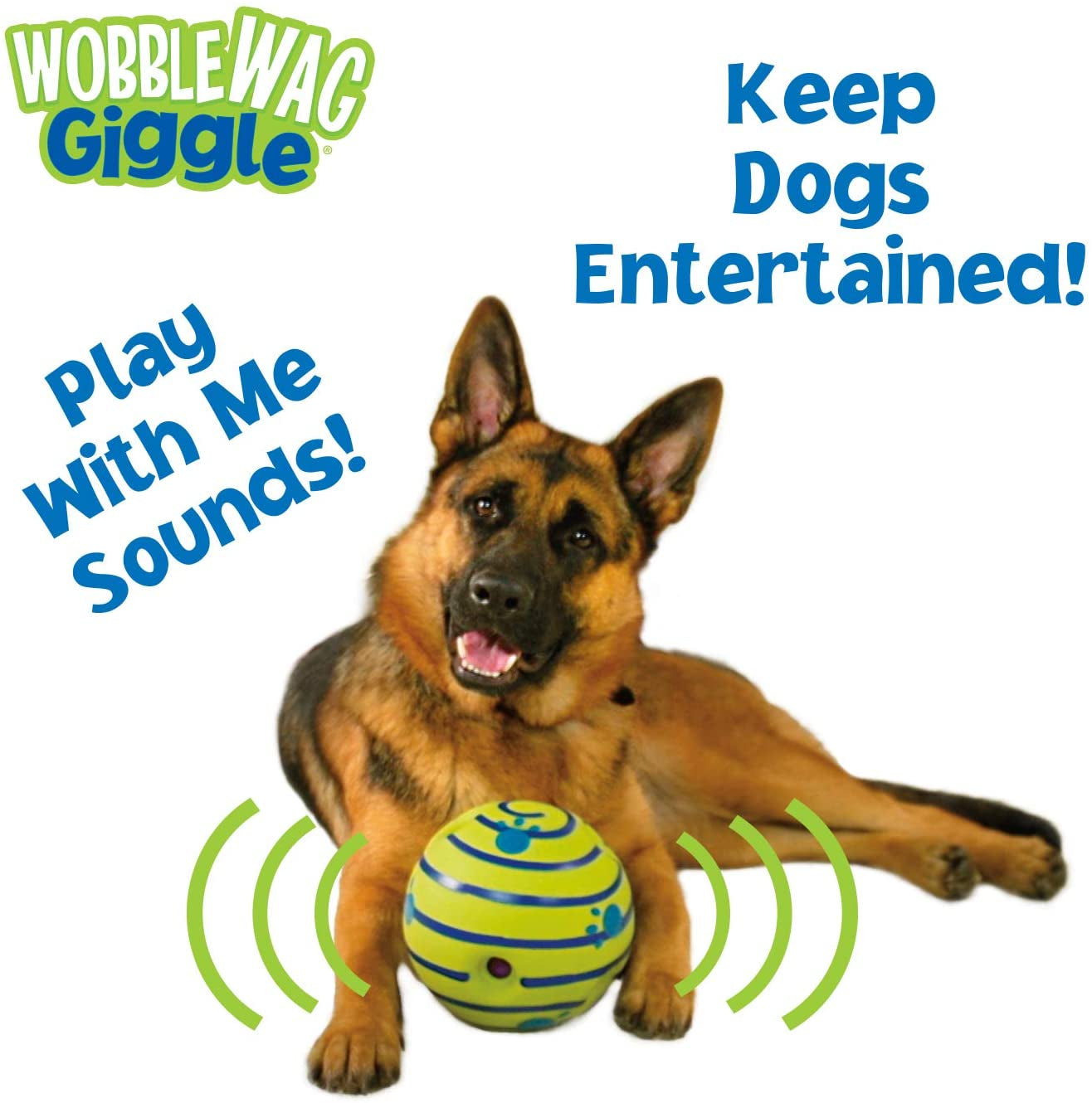 WG021236 Ball, Interactive Dog Toy, Fun Giggle Sounds, as Seen on TV Green Medium