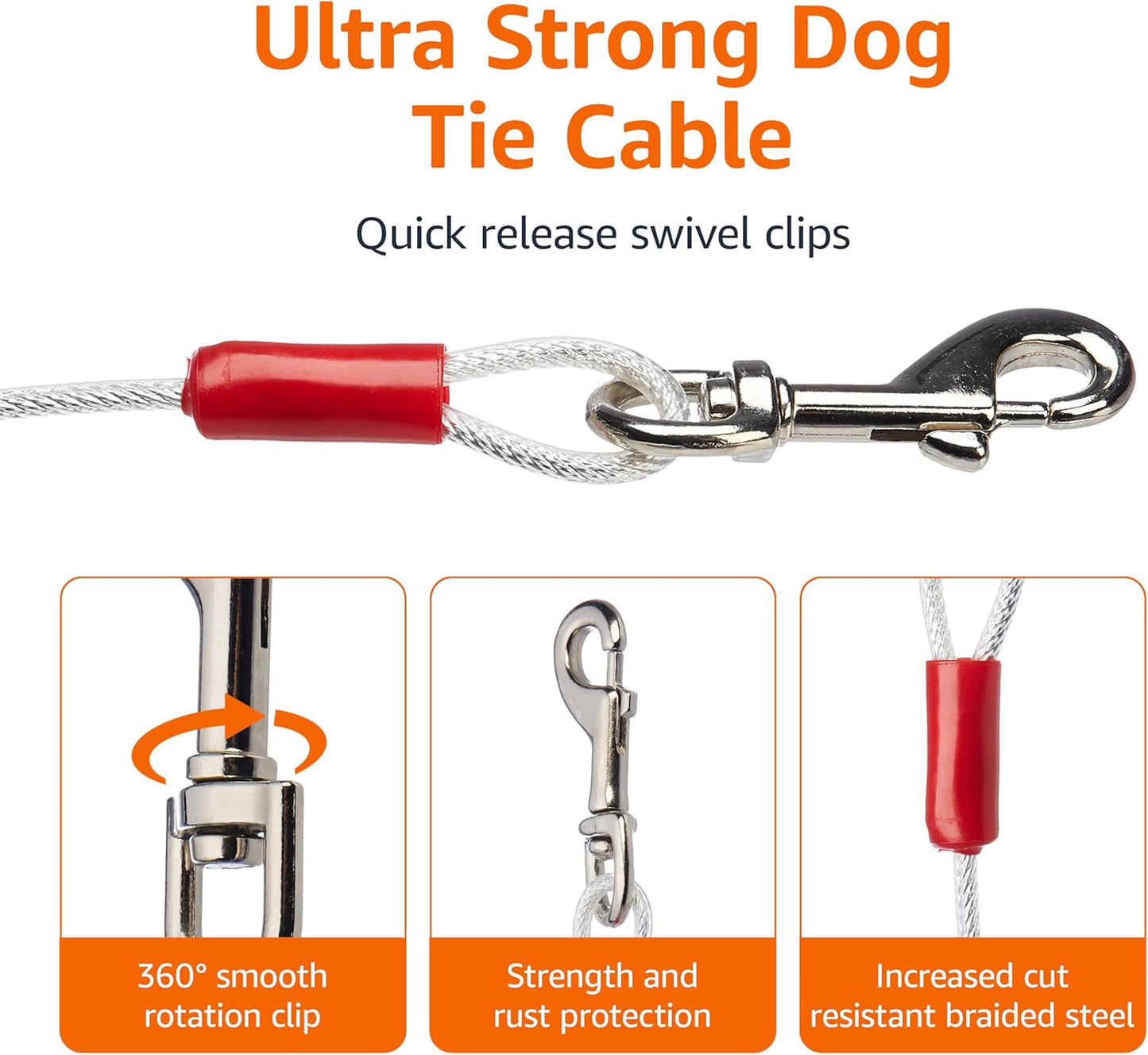 Tie-Out Cable for Dogs up to 41 Kilograms, 8 Meters